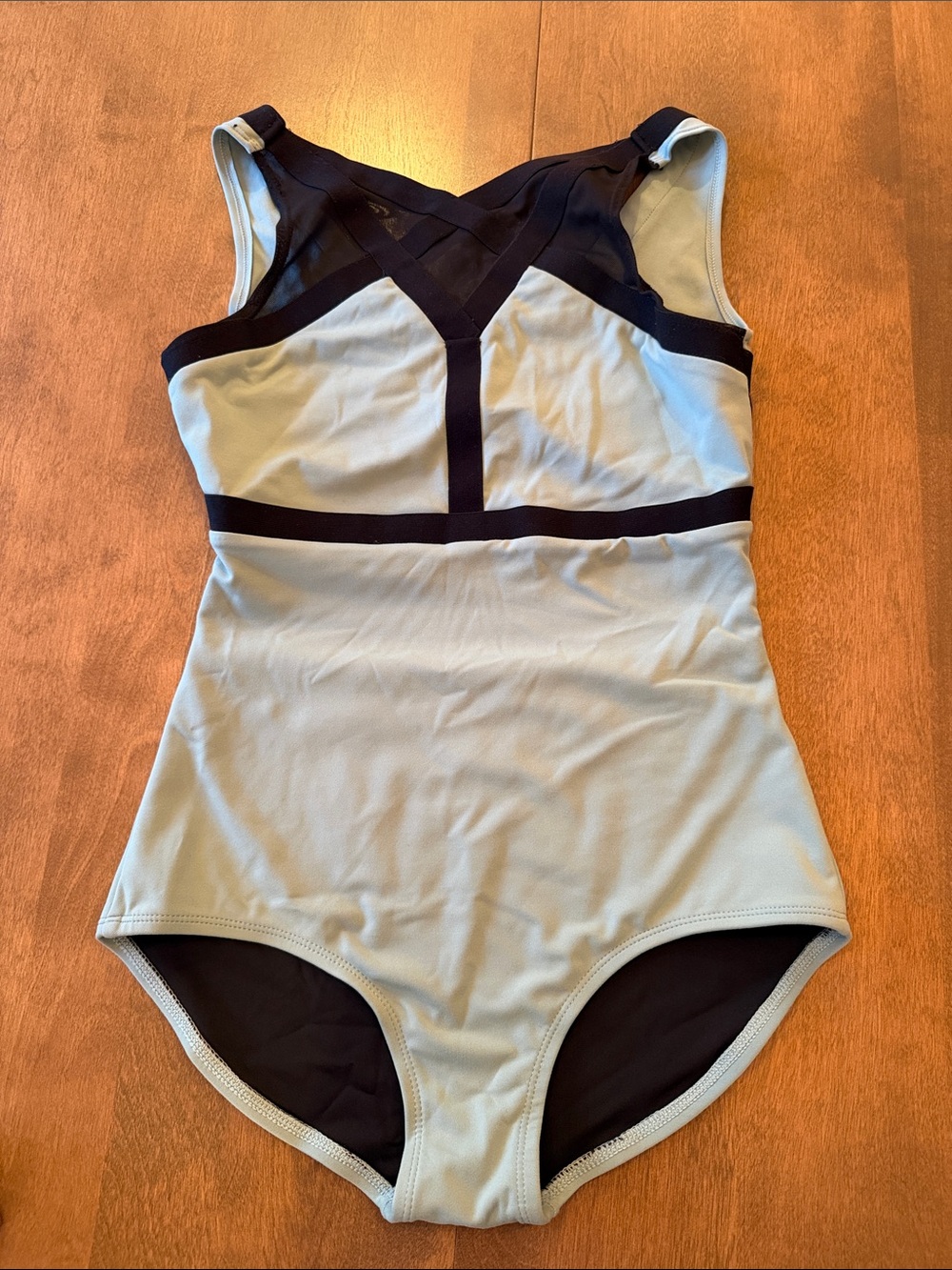 Oh La La Dancewear Black Top with Light Blue Trim